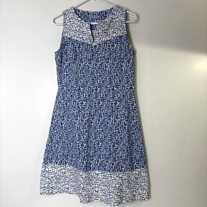 J. McLaughlin Blue and White Patterned Sleeveless Dress
